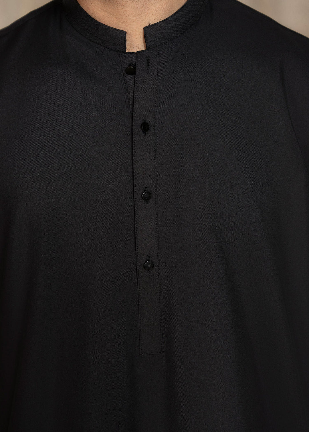 Buraq Men RTW Solids Wash N Wear Kurta Shalwar Suit Black Casual Collection