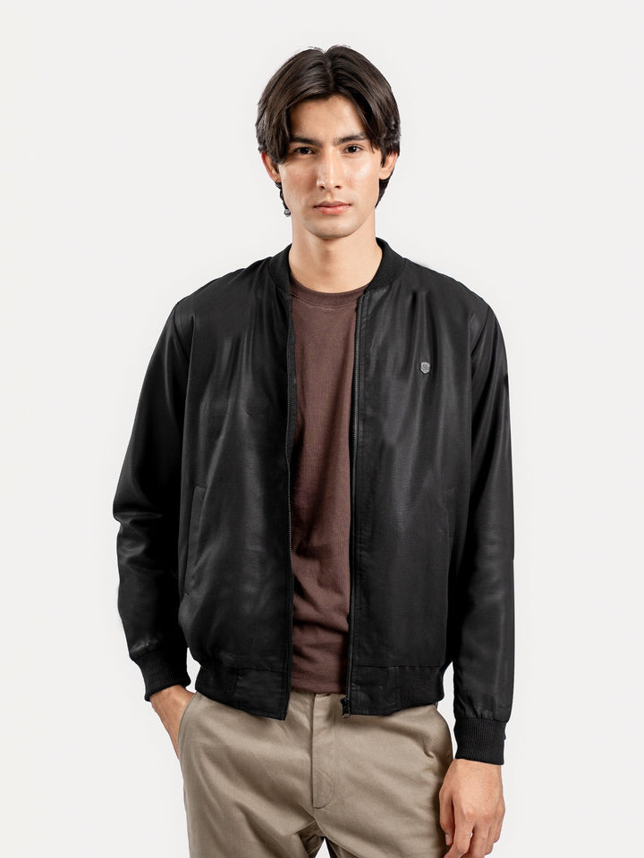 Brumano Pret Solids Polyester 1 Piece Black Light Weight Bomber Jacket