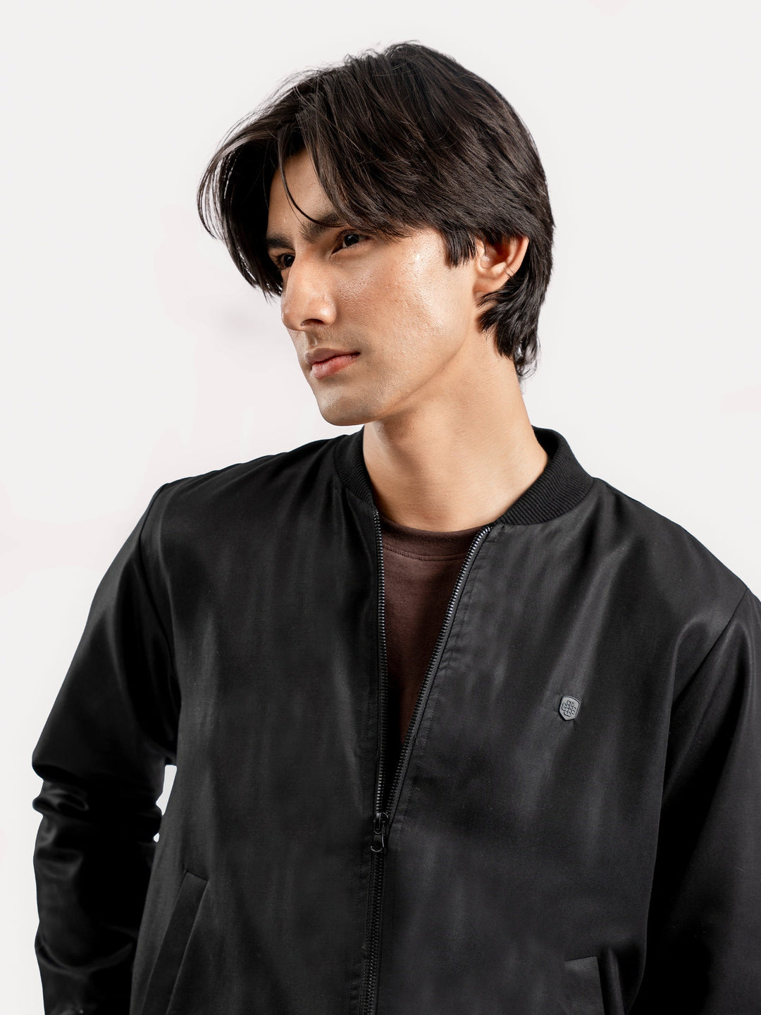 Brumano Pret Solids Polyester 1 Piece Black Light Weight Bomber Jacket