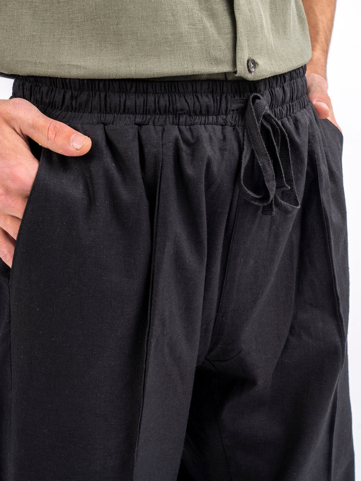 Brumano Solids Linen Trouser Black Linen Blended Pajama Trouser