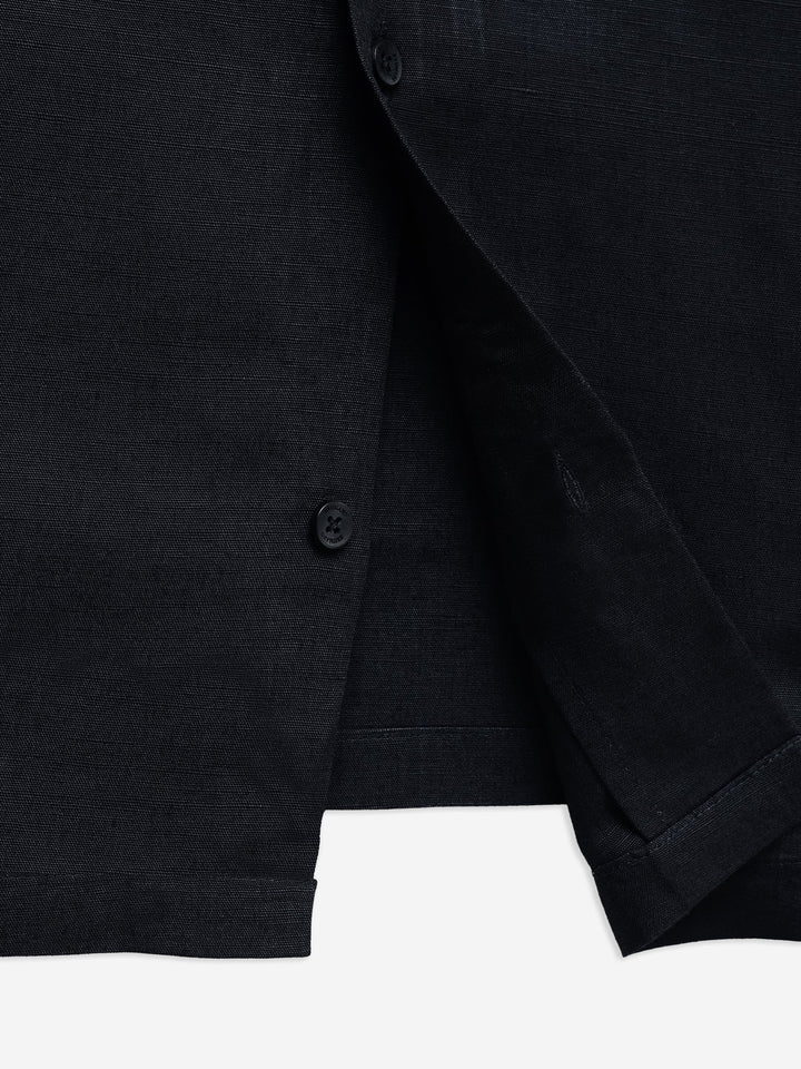 Brumano Ready To Wear Shirts Men 1 Piece Cotton Black Linen & Viscose Blended Cuban Collar Shirt 0-33-025-4708 - Summer Collection