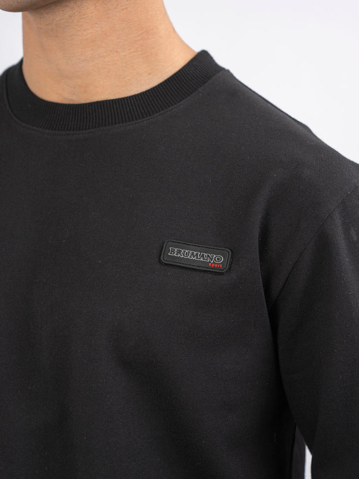 Brumano Ready To Wear Solids Cotton 1 Piece Men Black Long Sleeve Crew neck Sweatshirt 0-45-024-4279 - Winter Collection