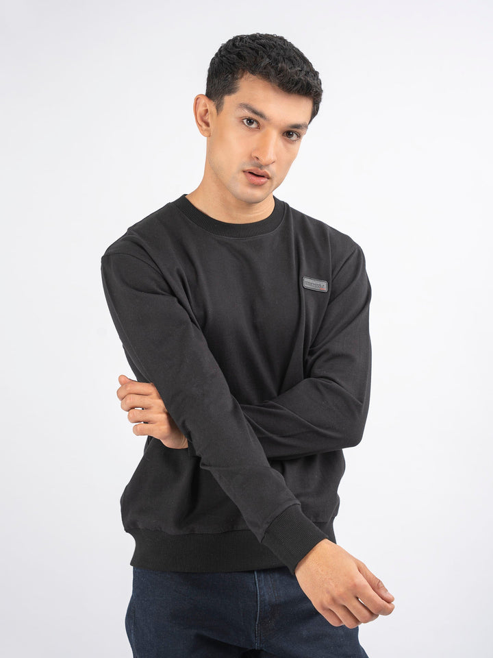Brumano Ready To Wear Solids Cotton 1 Piece Men Black Long Sleeve Crew neck Sweatshirt 0-45-024-4279 - Winter Collection