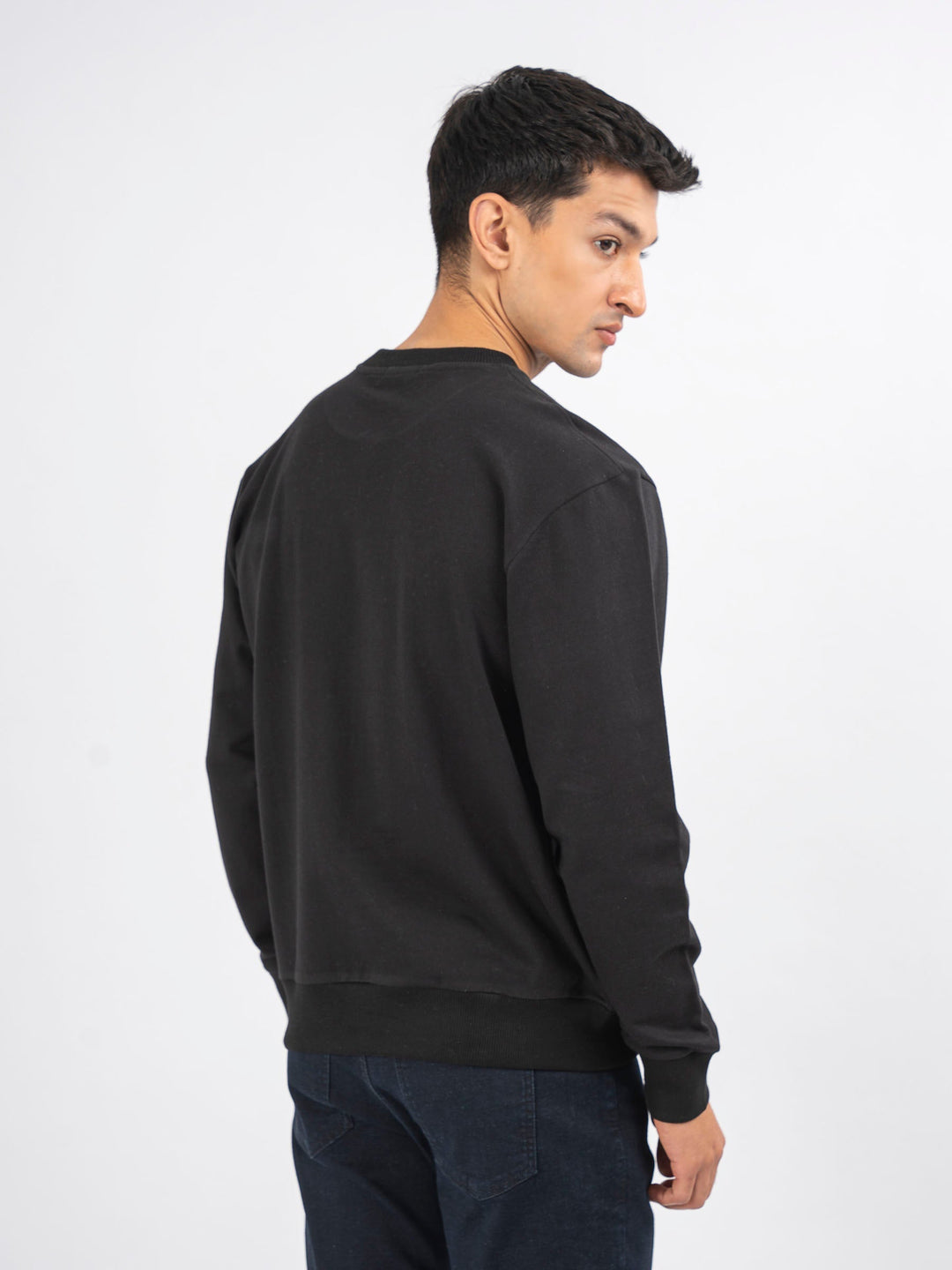Brumano Ready To Wear Solids Cotton 1 Piece Men Black Long Sleeve Crew neck Sweatshirt 0-45-024-4279 - Winter Collection