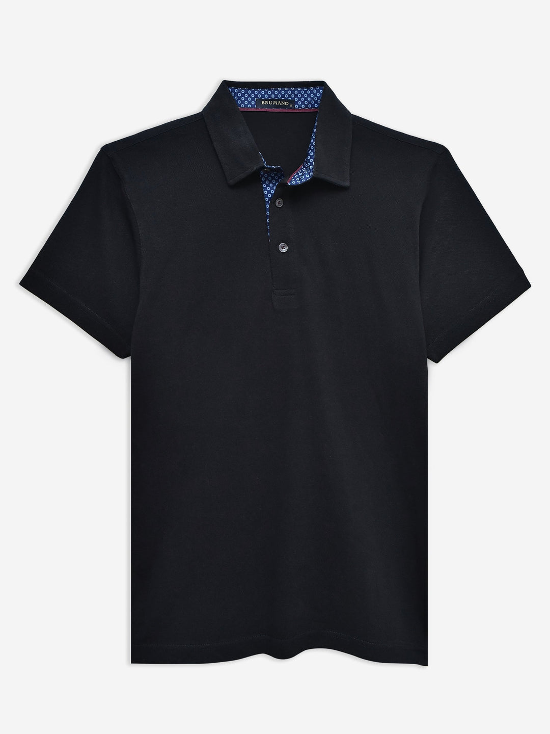 Brumano Mens RTW Solids Cotton Polo T-Shirt Black Collar With Contrasting Casual Collection