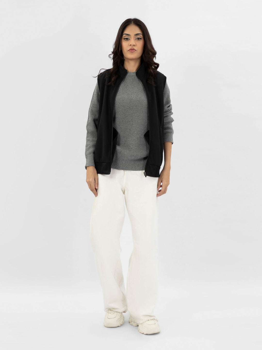 Brumano Women RTW Solids Poly 1 Piece Black Zipper Western Collection