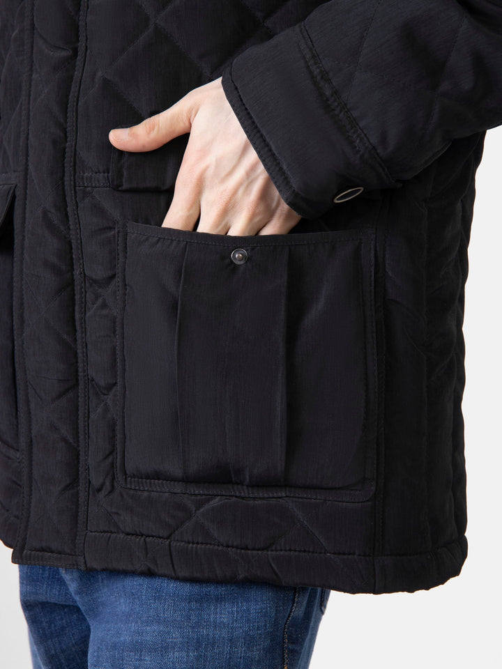 Brumano Ready To Wear Solids  Polyester 1 Piece Men Black Sporty Quilted Long Coat Jacket 0-11-024-4145 - Winter Collection