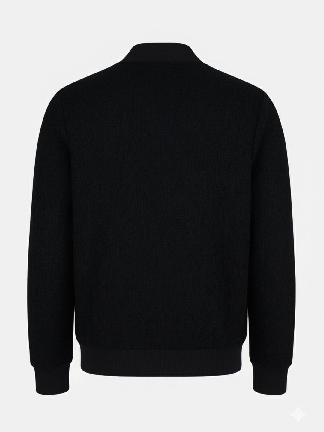 Brumano Pret Solids Polyester 1 Piece Black Structured Wool Bomber Jacket