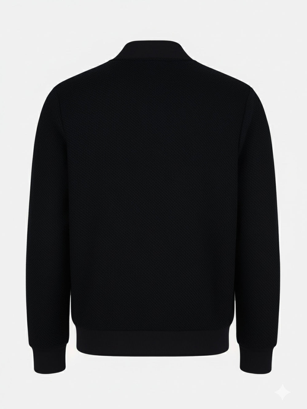 Brumano Mens RTW Solids Wool 1 Piece Black Structured Bomber Jacket Winter Collection