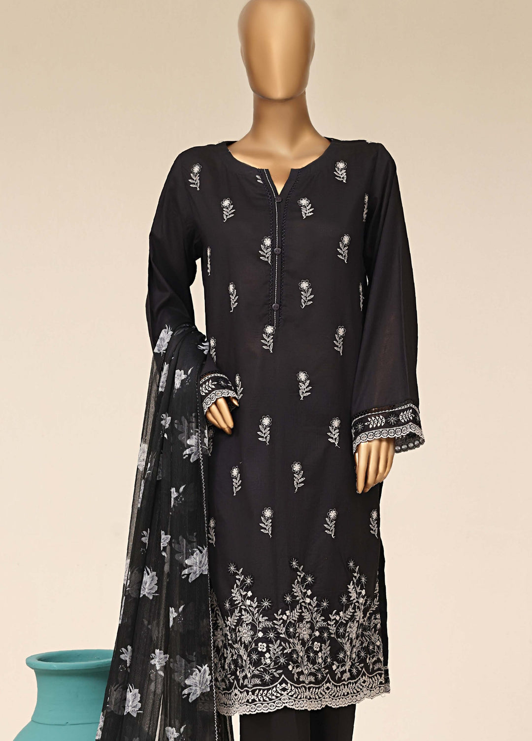HZ Textiles RTW Chikankari Lawn 3 Piece Suit HZ26PCL BLACK MAGIC SBE-3P-073 - Casual Collection