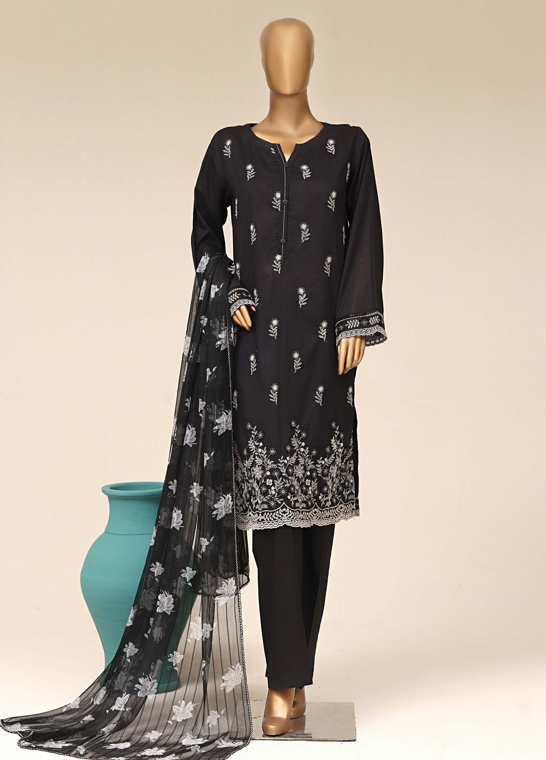 HZ Textiles RTW Chikankari Lawn 3 Piece Suit HZ26PCL BLACK MAGIC SBE-3P-073 - Casual Collection