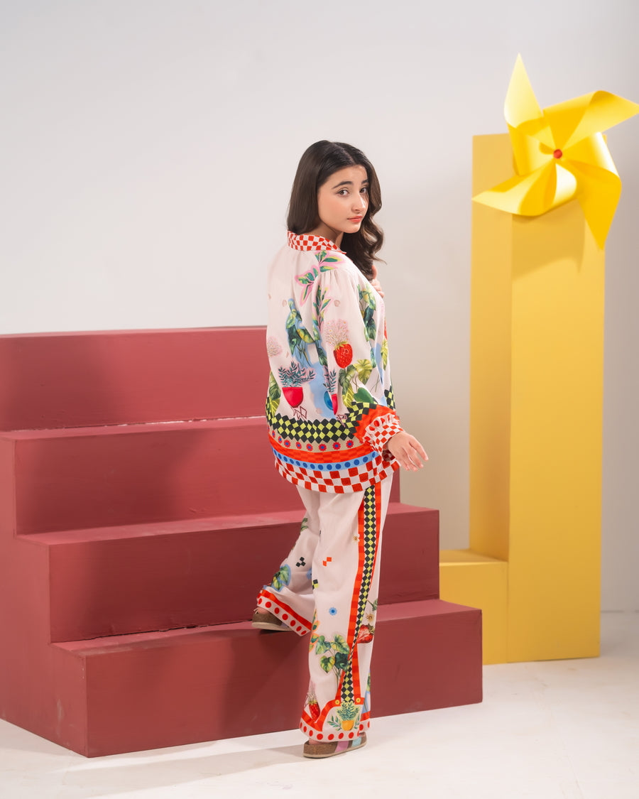 Sprinkles Girls RTW Printed Poly Co-ord Set Color Clash - Casual Collection