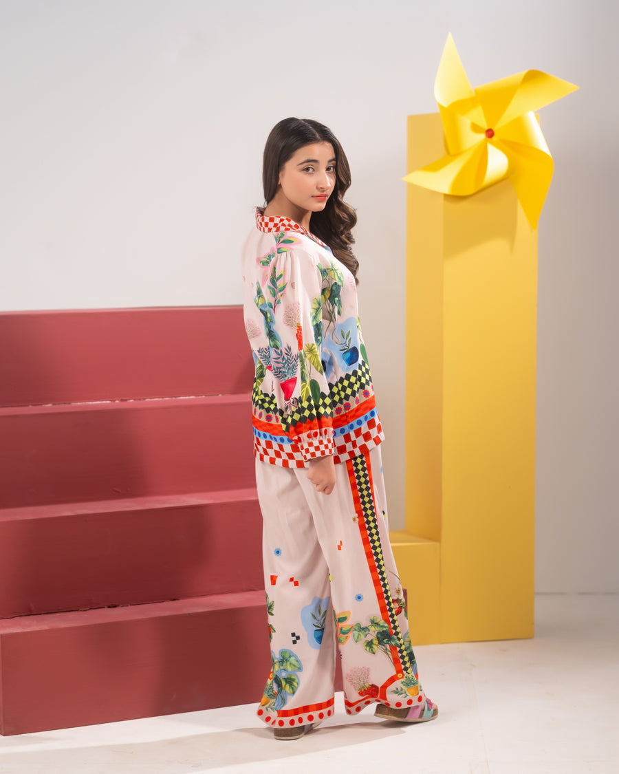 Sprinkles Girls RTW Printed Poly Co-ord Set Color Clash - Casual Collection