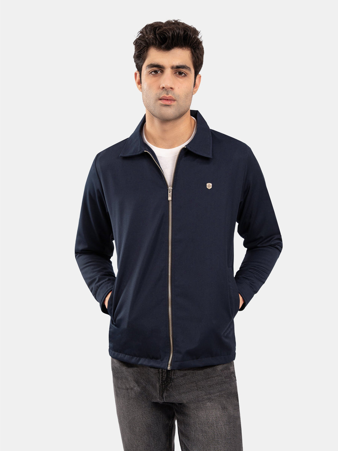Brumano Mens RTW Solids Poly Jacket Suit Blue Collar Winter Collection