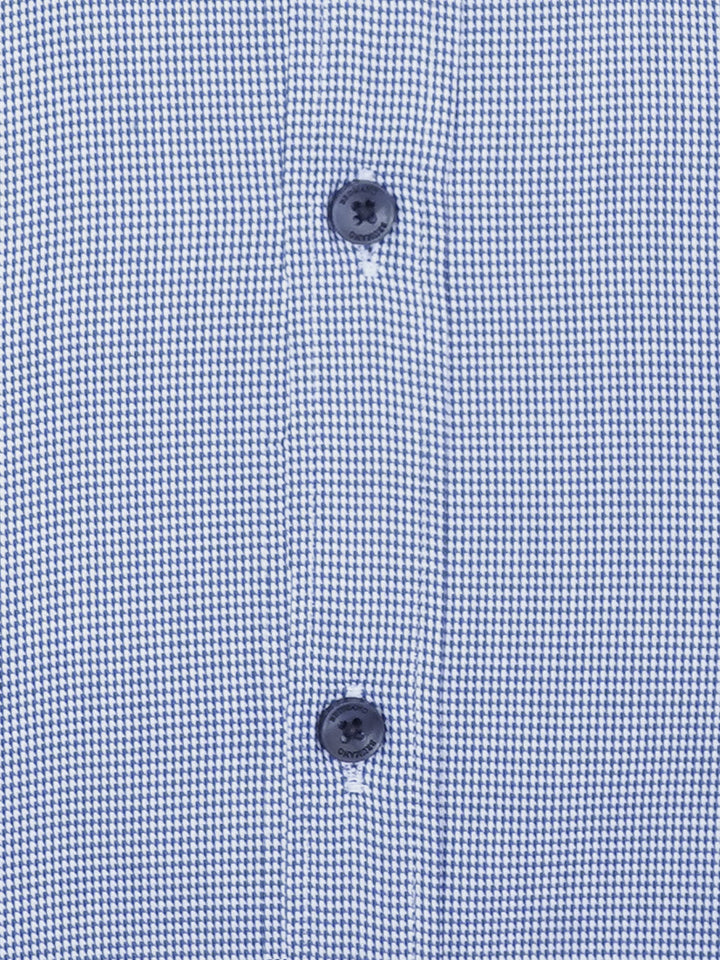 Brumano Mens RTW Solids Linen Shirt Blue Houndstooth Casual Collection