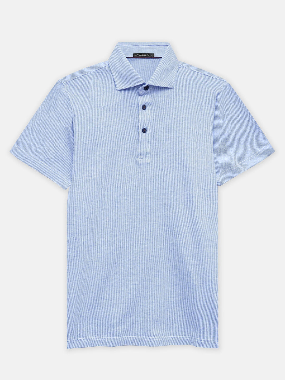 Brumano Mens RTW Solids Cotton Polo T-Shirt Blue Striped Cutaway Collar Casual Collection