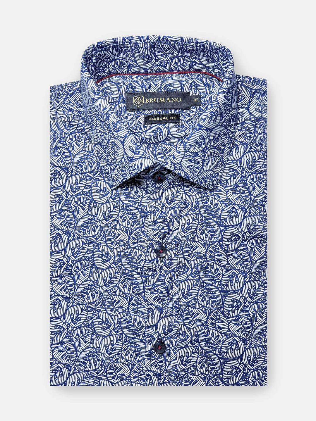 Brumano Mens RTW Solids Cotton Shirt Blue Abstract Casual Collection