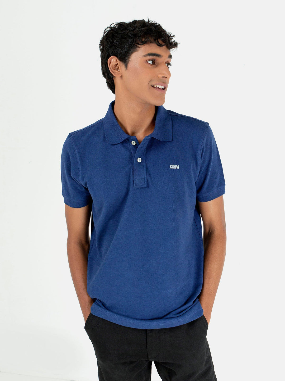 Brumano Mens RTW Solids Cotton Polo T-Shirt Blue Pique Casual Collection