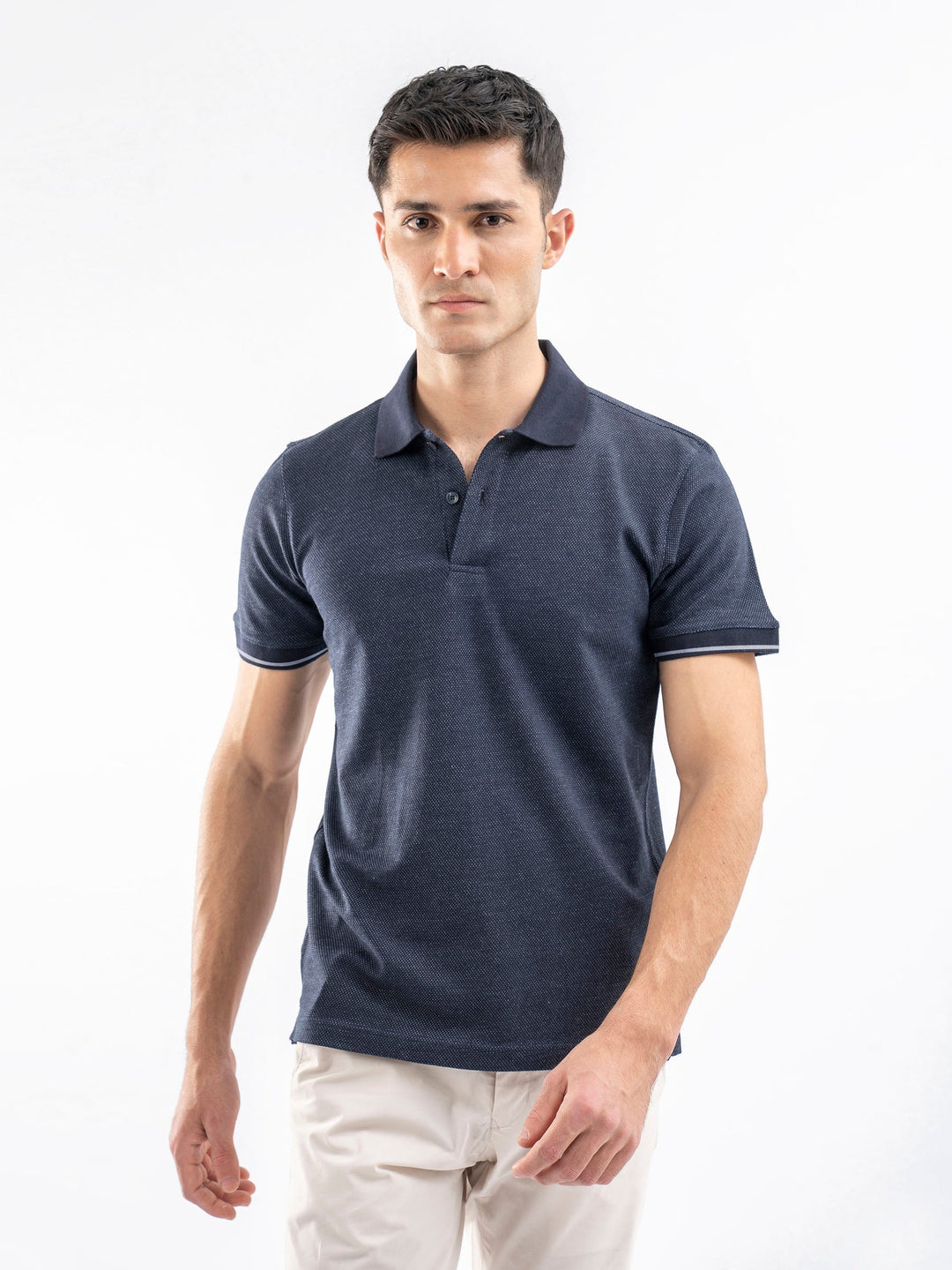 Brumano Mens RTW Solids Cotton Polo T-Shirt Blue Slimfit Casual Collection