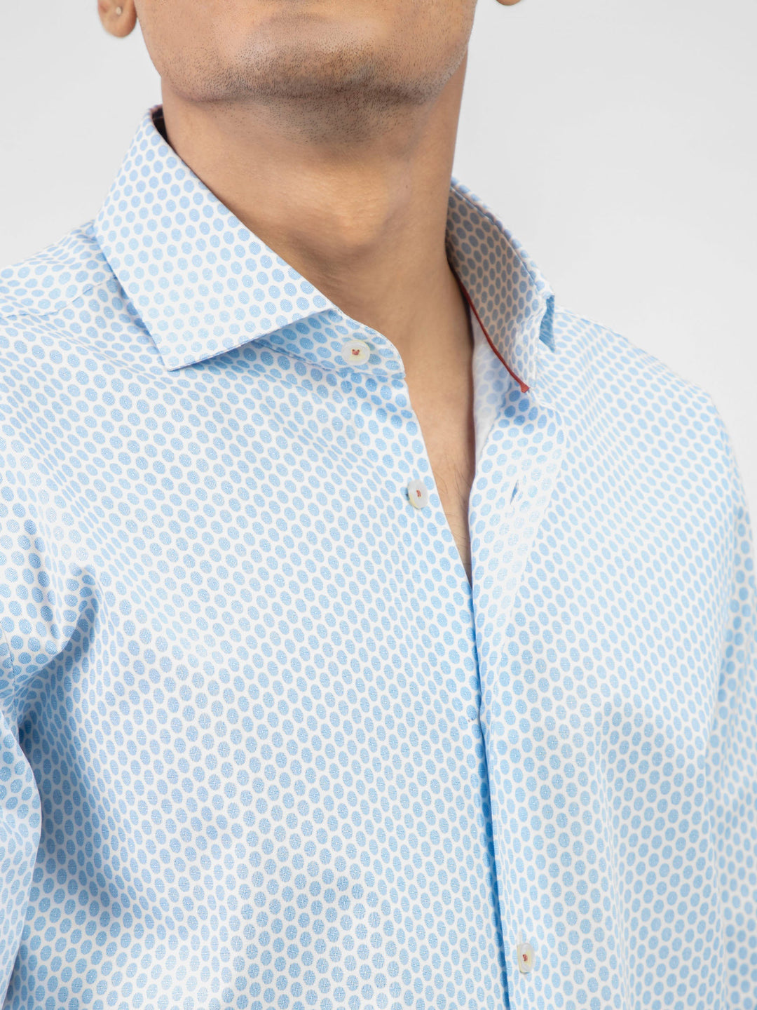 Brumano Ready To Wear Shirts Men 1 Piece Cotton Blue Geometric Printed Formal Shirt 0-32-024-2242 - Summer Collection