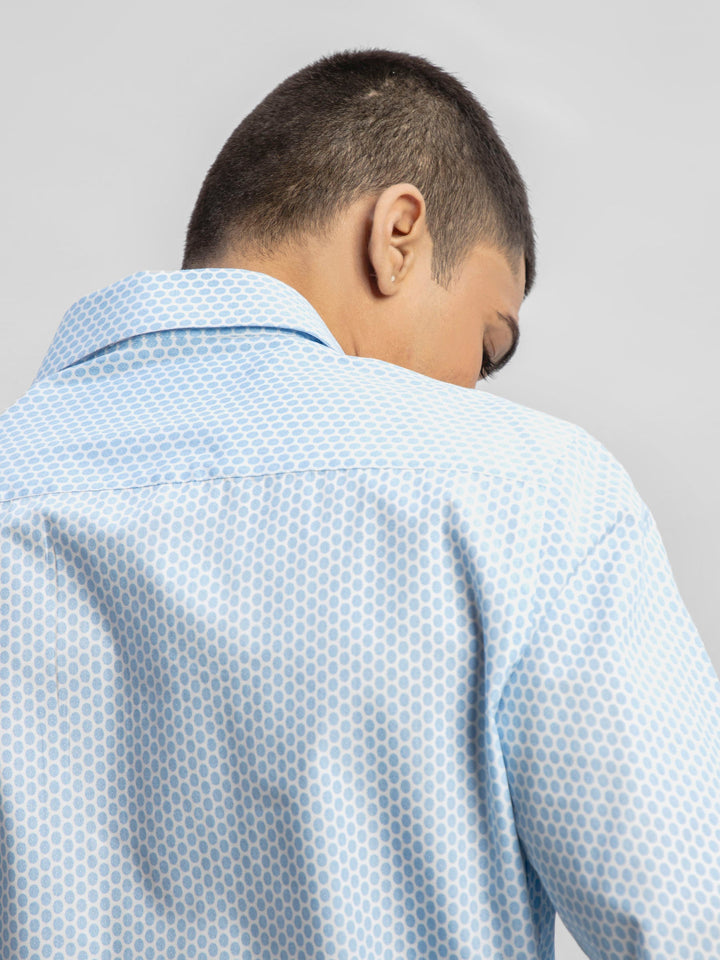 Brumano Ready To Wear Shirts Men 1 Piece Cotton Blue Geometric Printed Formal Shirt 0-32-024-2242 - Summer Collection