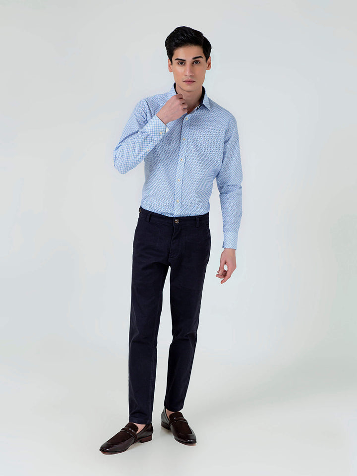 Brumano Ready To Wear Shirts Men 1 Piece Cotton Blue Geometric Printed Formal Shirt 0-31-023-2041 - Summer Collection