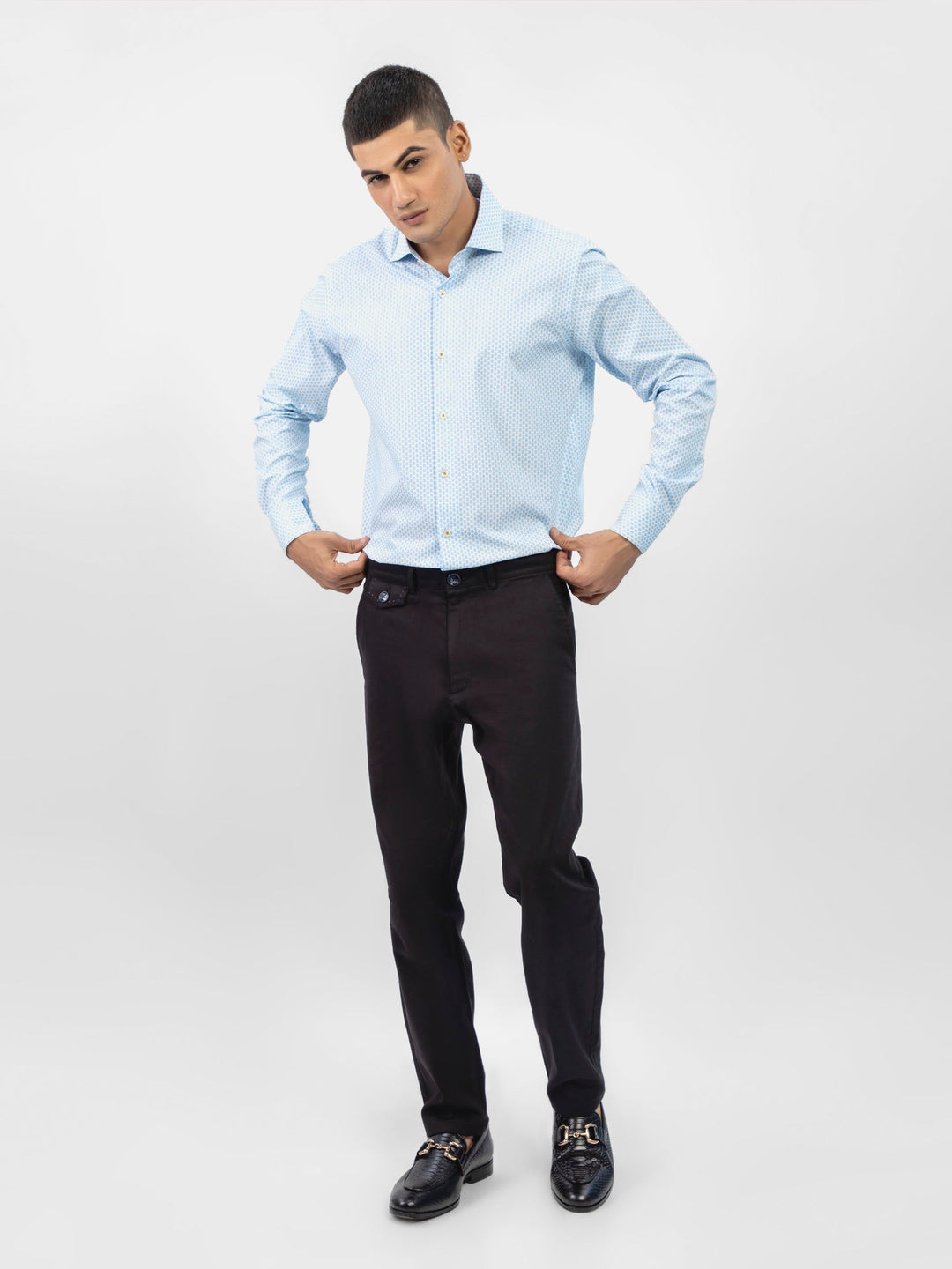 Brumano Ready To Wear Shirts Men 1 Piece Cotton Blue Geometric Printed Formal Shirt 0-32-024-2242 - Summer Collection