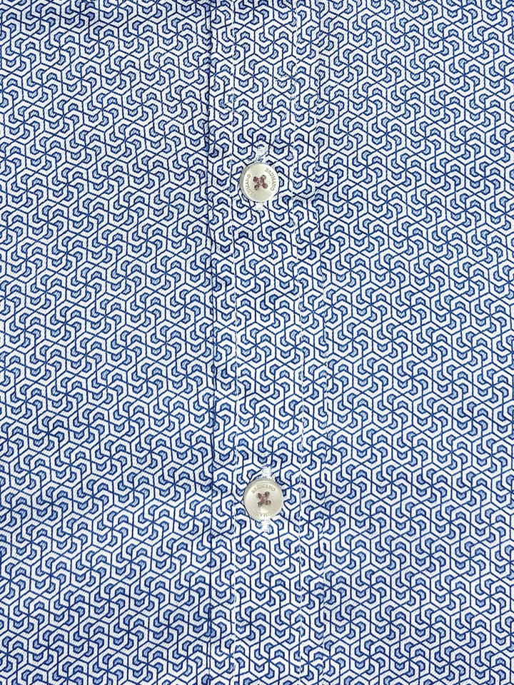 Brumano Ready To Wear Shirts Men 1 Piece Cotton Blue Geometric Printed Shirt 0-31-025-3645 - Summer Collection