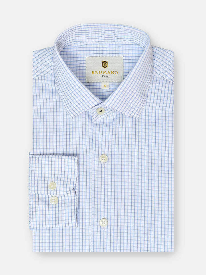 Brumano Ready To Wear Shirts Men 1 Piece Cotton Blue Formal Checkered Shirt Luxe 0-32-025-1128 - Summer Collection