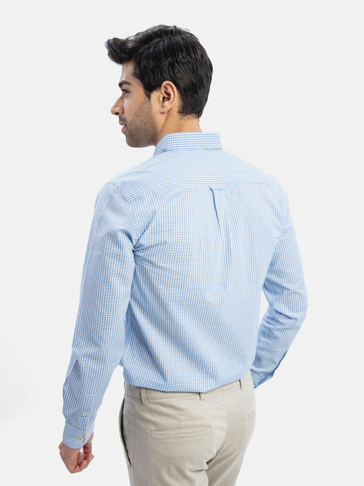 Brumano Ready To Wear Shirts Men 1 Piece Cotton Blue Gingham Button Down Shirt 0-31-024-5091 - Summer Collection
