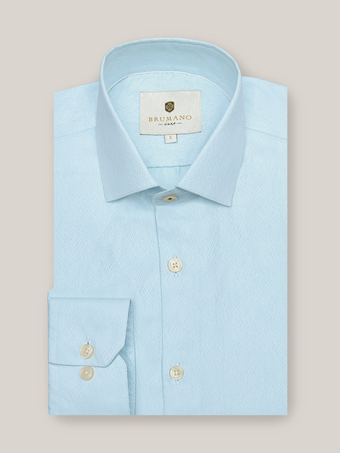 Brumano Ready To Wear Solids Cotton 1 Piece Men Blue Jacquard Patterned Silk Shirt 0-32-023-1657 - Winter Collection