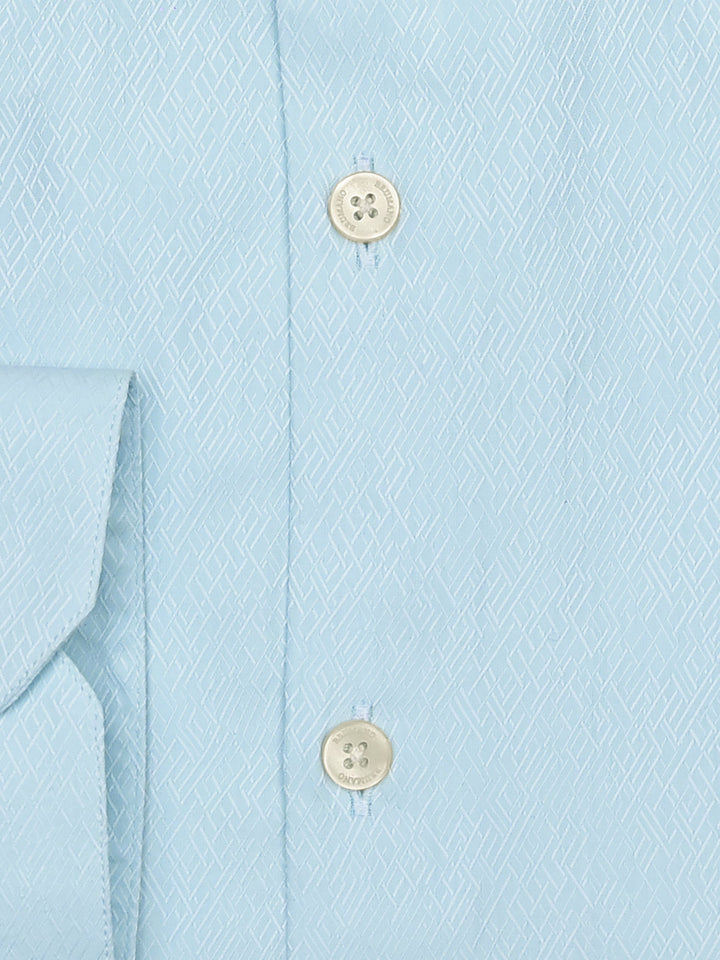 Brumano Ready To Wear Solids Cotton 1 Piece Men Blue Jacquard Patterned Silk Shirt 0-32-023-1657 - Winter Collection