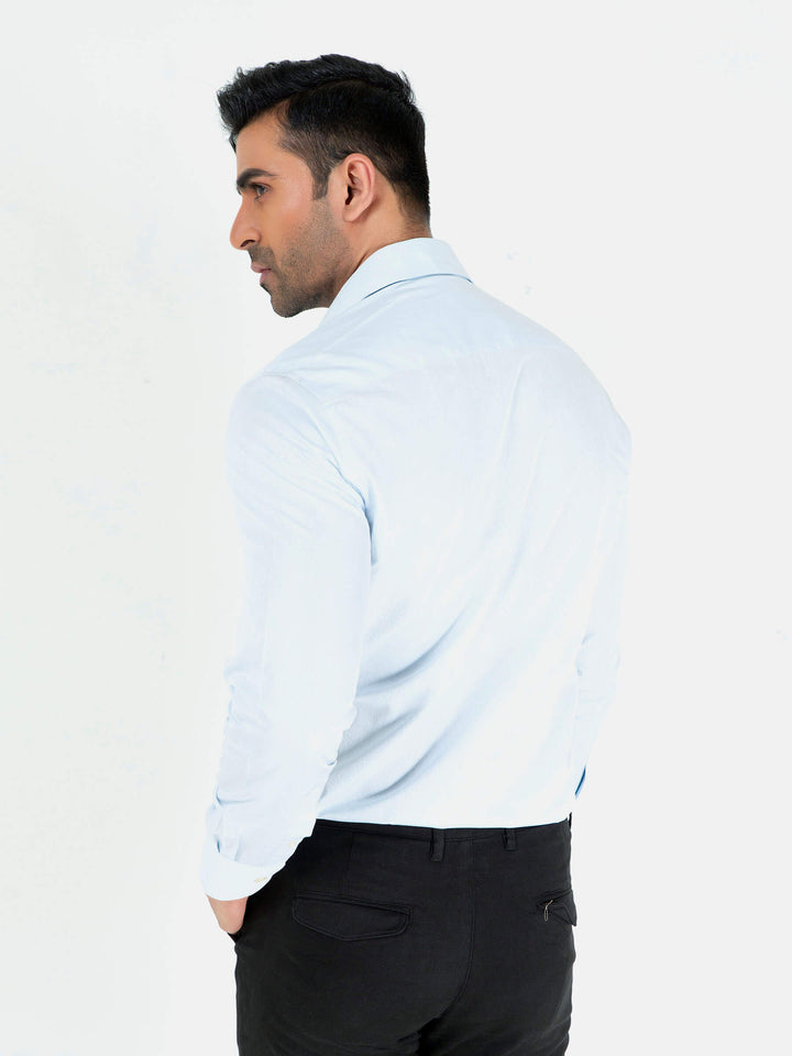 Brumano Ready To Wear Solids Cotton 1 Piece Men Blue Jacquard Patterned Silk Shirt 0-32-023-1657 - Winter Collection