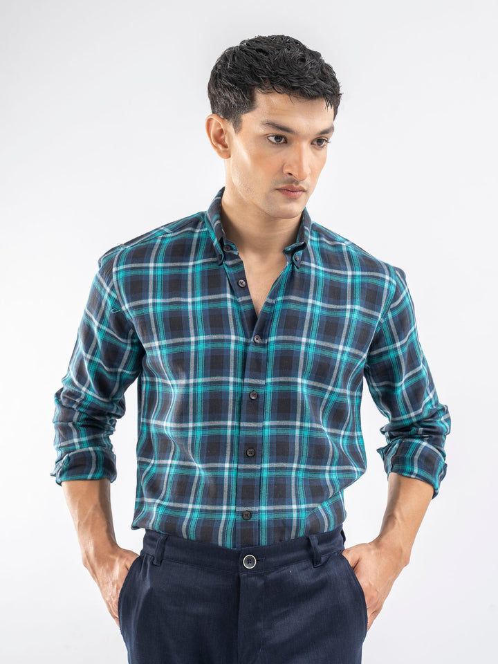 Brumano Ready To Wear Shirts Men 1 Piece Cotton Blue Light Weight Checkered Shirt 0-31-025-3963 - Summer Collection