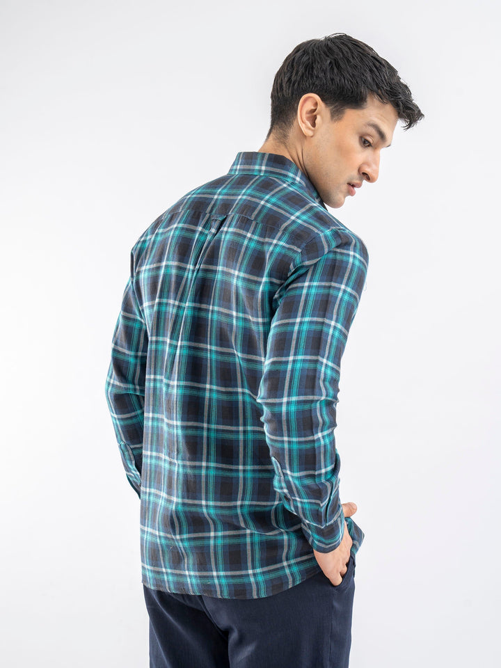 Brumano Ready To Wear Shirts Men 1 Piece Cotton Blue Light Weight Checkered Shirt 0-31-025-3963 - Summer Collection