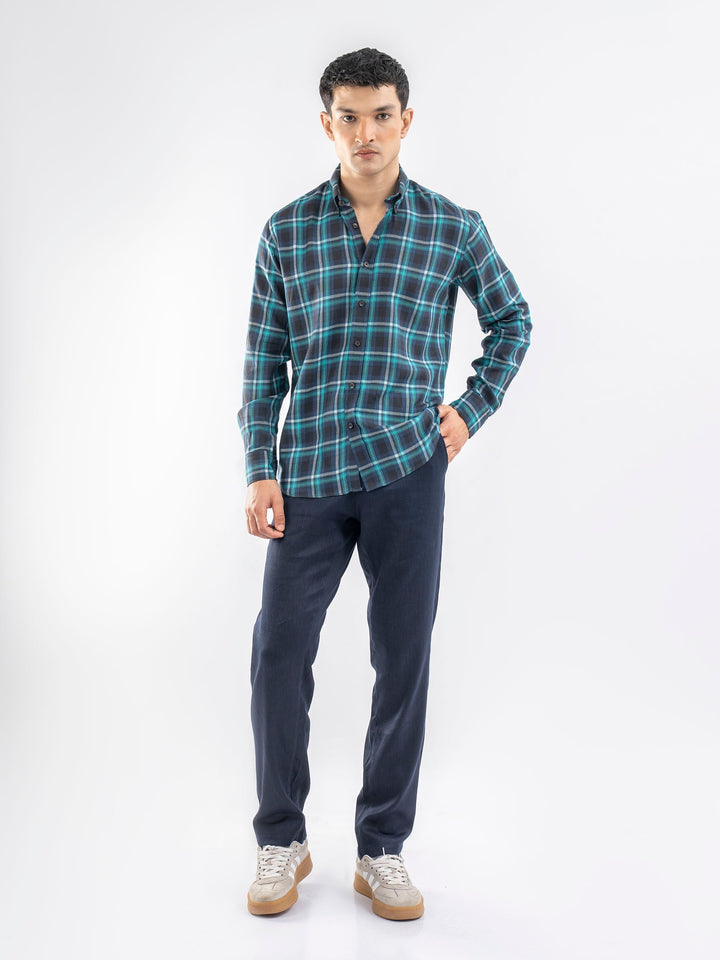 Brumano Ready To Wear Shirts Men 1 Piece Cotton Blue Light Weight Checkered Shirt 0-31-025-3963 - Summer Collection