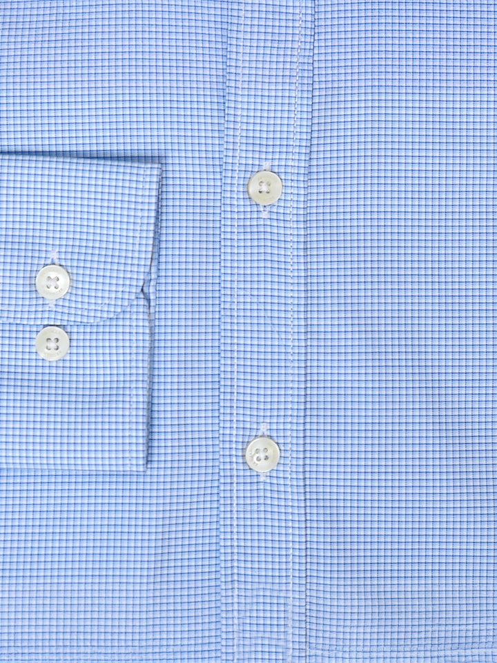 Brumano Ready To Wear Shirts Men 1 Piece Cotton Blue Micro Gingham Button Down Shirt Luxe 0-32-025-1120 - Summer Collection
