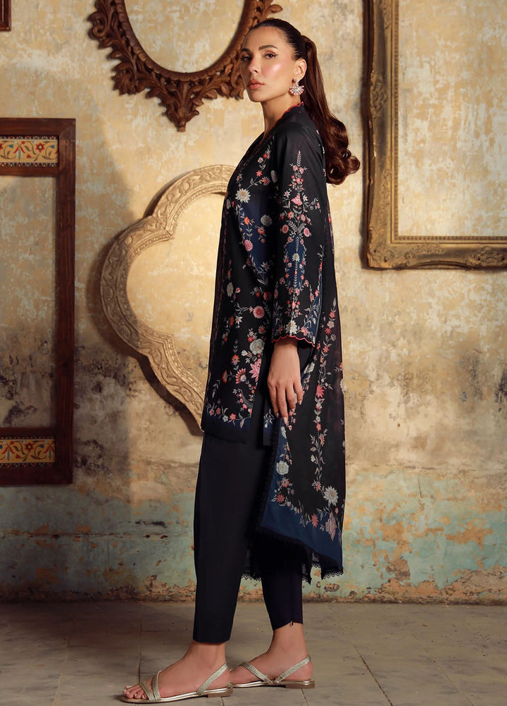 Elara by Sahar Unstitched Printed 3 Piece Cambric SHR25EP Blue Noir Bloom - Casual Collection