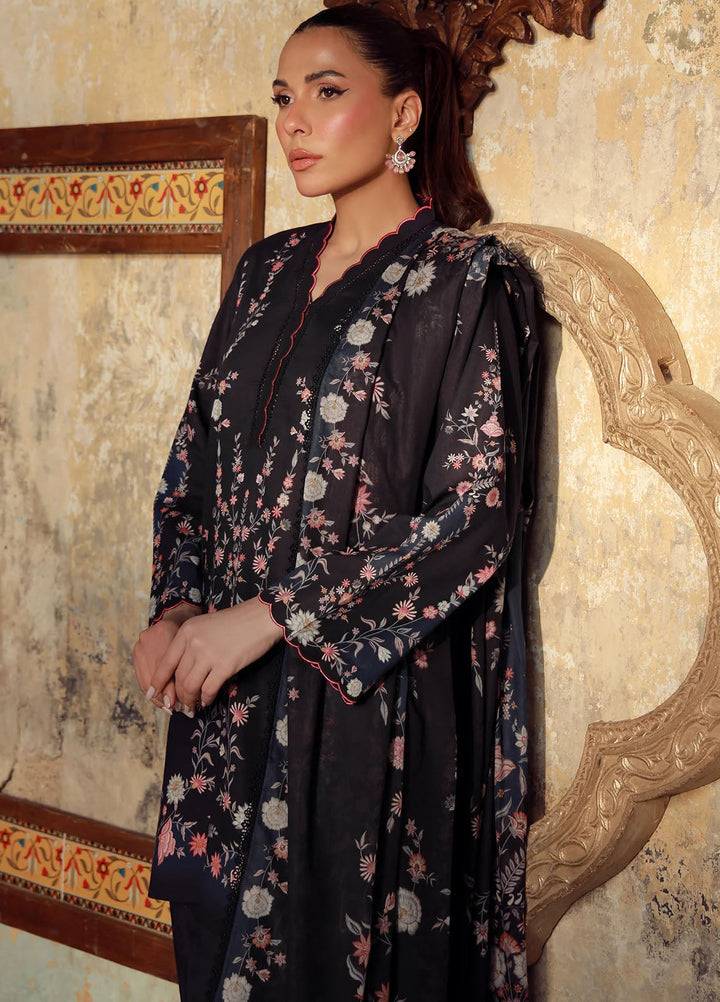 Elara by Sahar Embroidered Cambric Suits Unstitched 3 Piece SHR25EP Blue Noir Bloom - Winter Collection