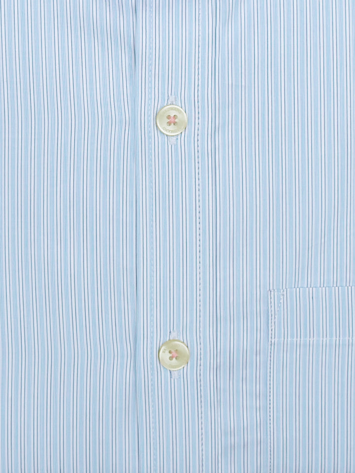 Brumano Ready To Wear Shirts Men 1 Piece Cotton Blue Striped Formal Shirt With Pink Detailing 0-31-023-1659 - Summer Collection