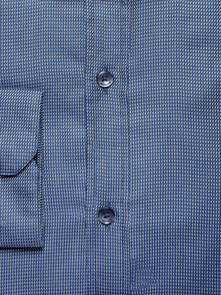 Brumano Ready To Wear Shirts Men 1 Piece Cotton Blue & Black Dobby Structured Shirt 0-32-025-4541 - Summer Collection