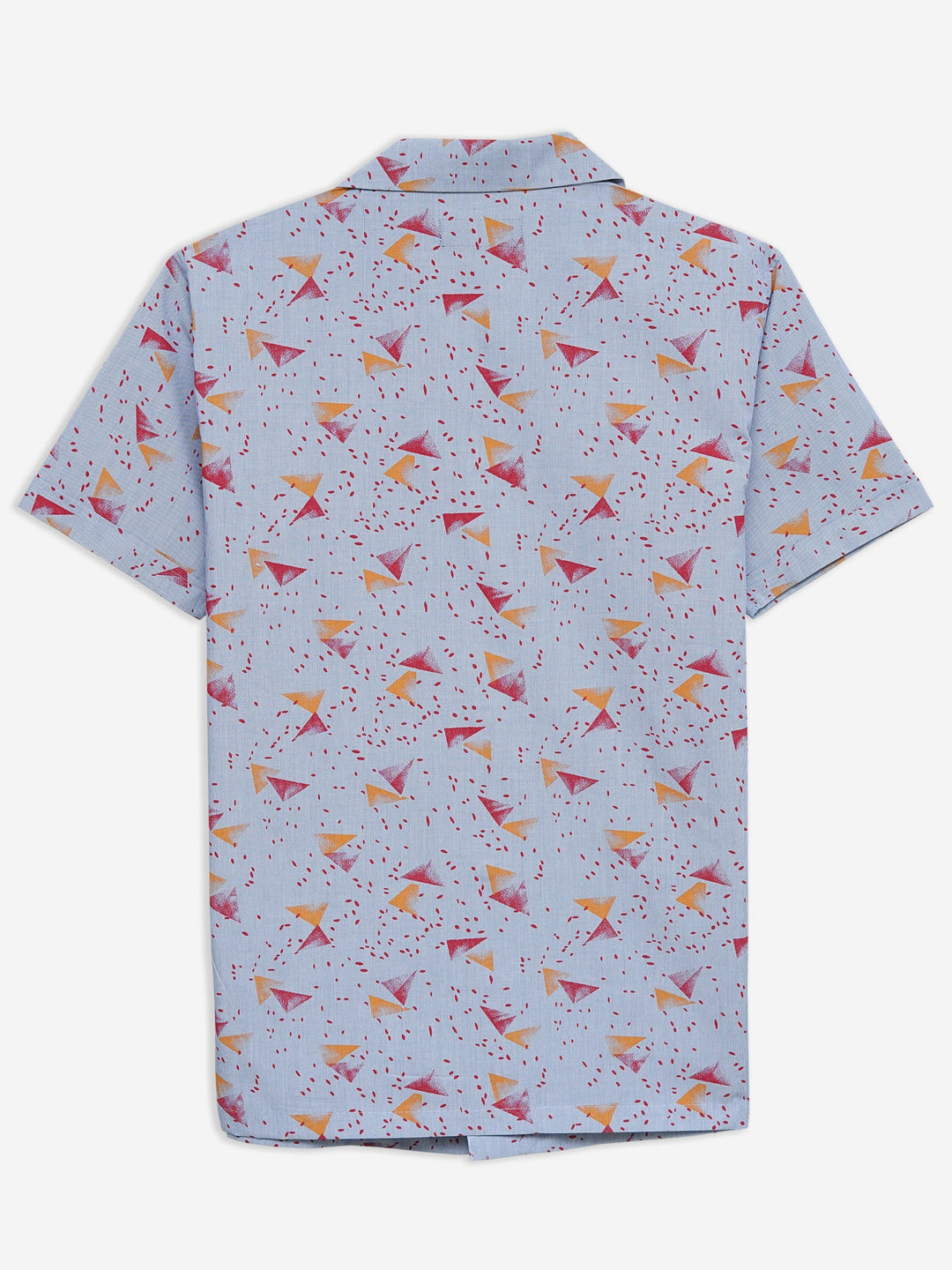 Brumano Ready To Wear Shirts Men 1 Piece Cotton Blue & Red Abstract Printed Half Sleeve Cuban Collar Shirt 0-33-024-3237 - Summer Collection