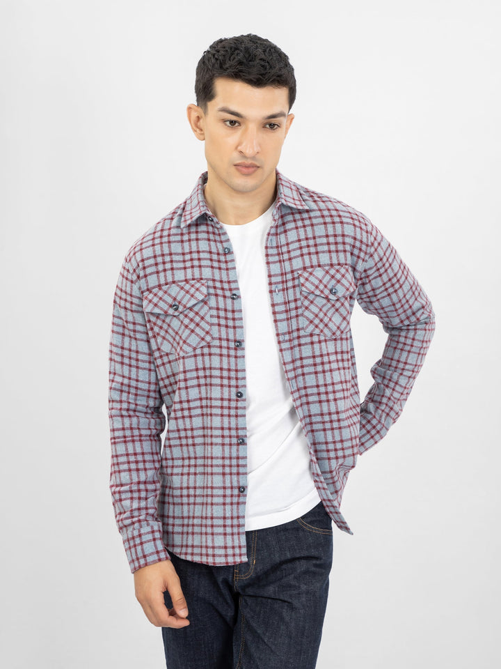 Blue & Red Flannel Checkered Shirt