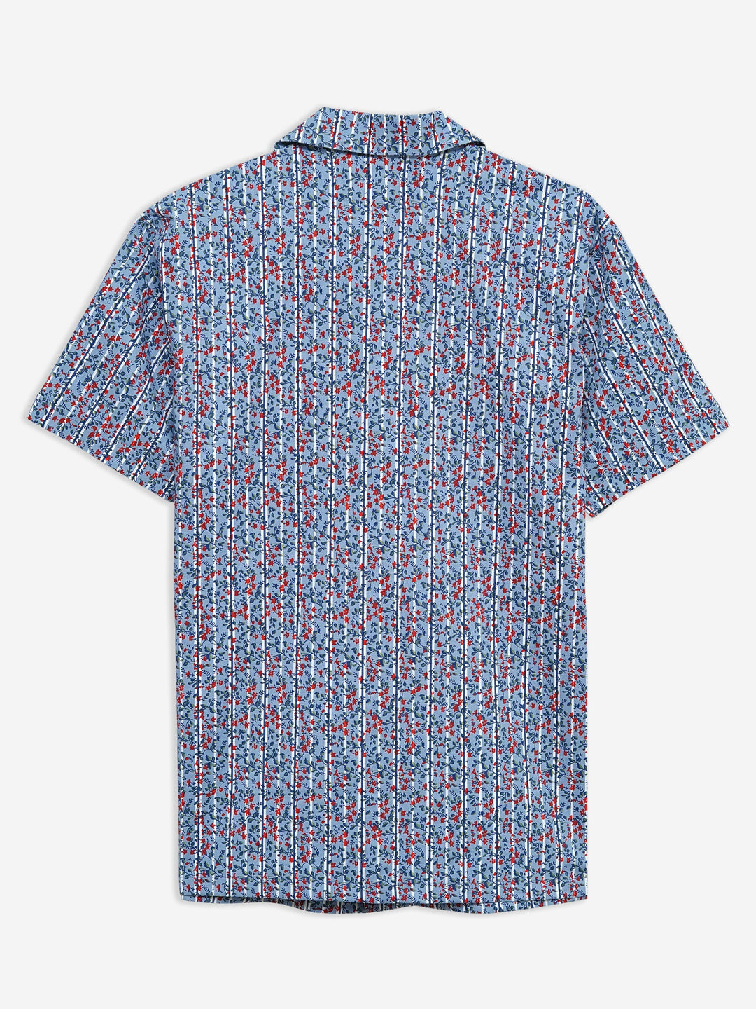 Brumano Ready To Wear Shirts Men 1 Piece Cotton Blue & Red Printed Half Sleeve Cuban Collar Shirt 0-33-024-3225 - Summer Collection