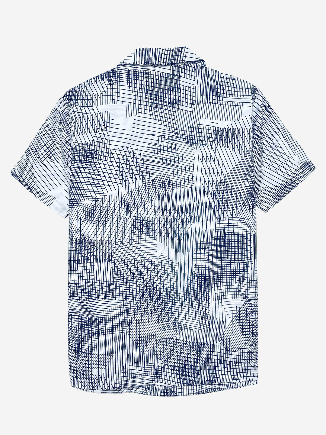 Brumano Ready To Wear Shirts Men 1 Piece Cotton Blue & White Geometric Printed Cuban Collar Shirt 0-33-024-3660 - Summer Collection