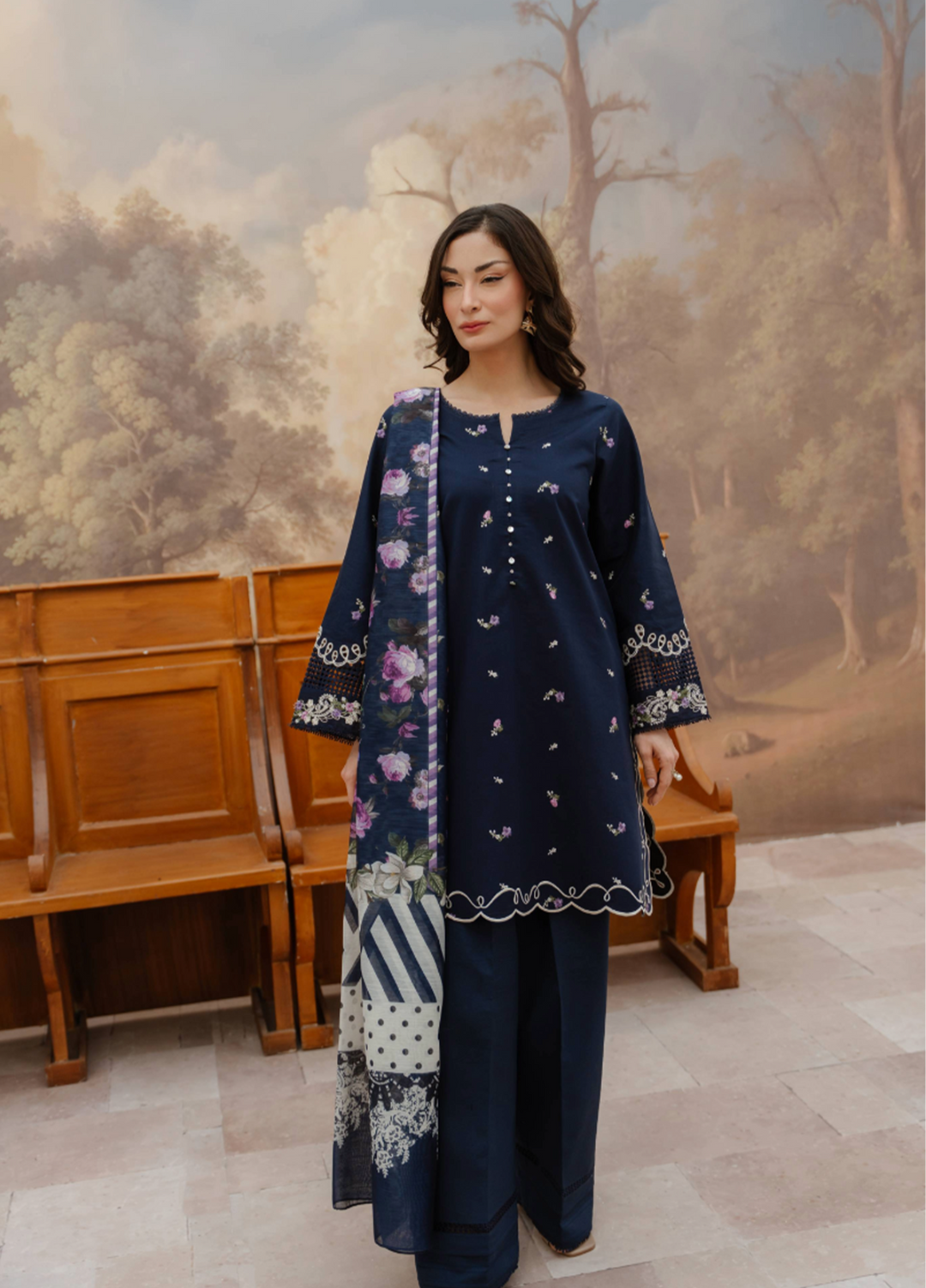 Manara by Maria RTW Embroidered Lawn 3 Piece Suit MN26RF Bluebell M-06 - Festive Collection