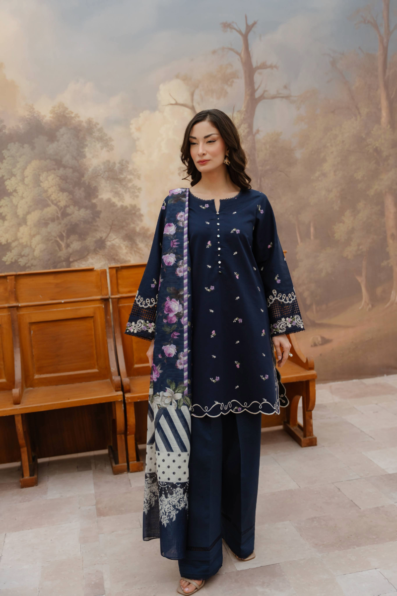 Manara by Maria Embroidered Chiffon 3 Piece Suit BLUEBELL - Festive Collection