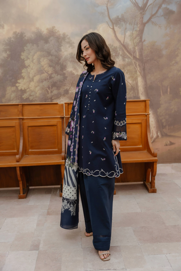 Manara by Maria Embroidered Chiffon 3 Piece Suit BLUEBELL - Festive Collection
