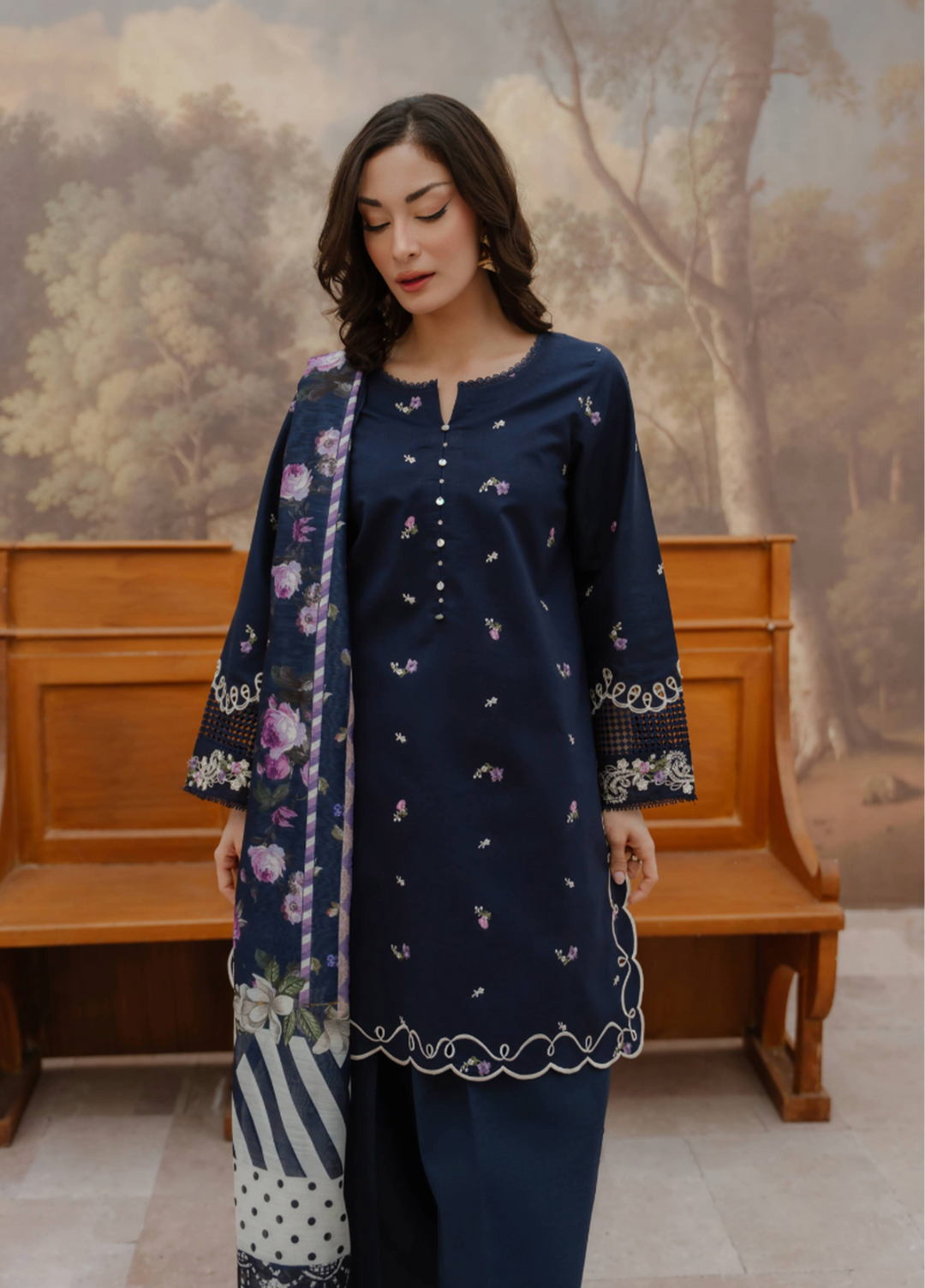 Manara by Maria RTW Embroidered Lawn 3 Piece Suit MN26RF Bluebell M-06 - Festive Collection