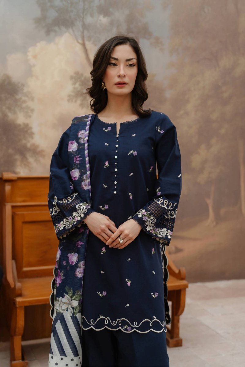 Manara by Maria Embroidered Chiffon 3 Piece Suit BLUEBELL - Festive Collection